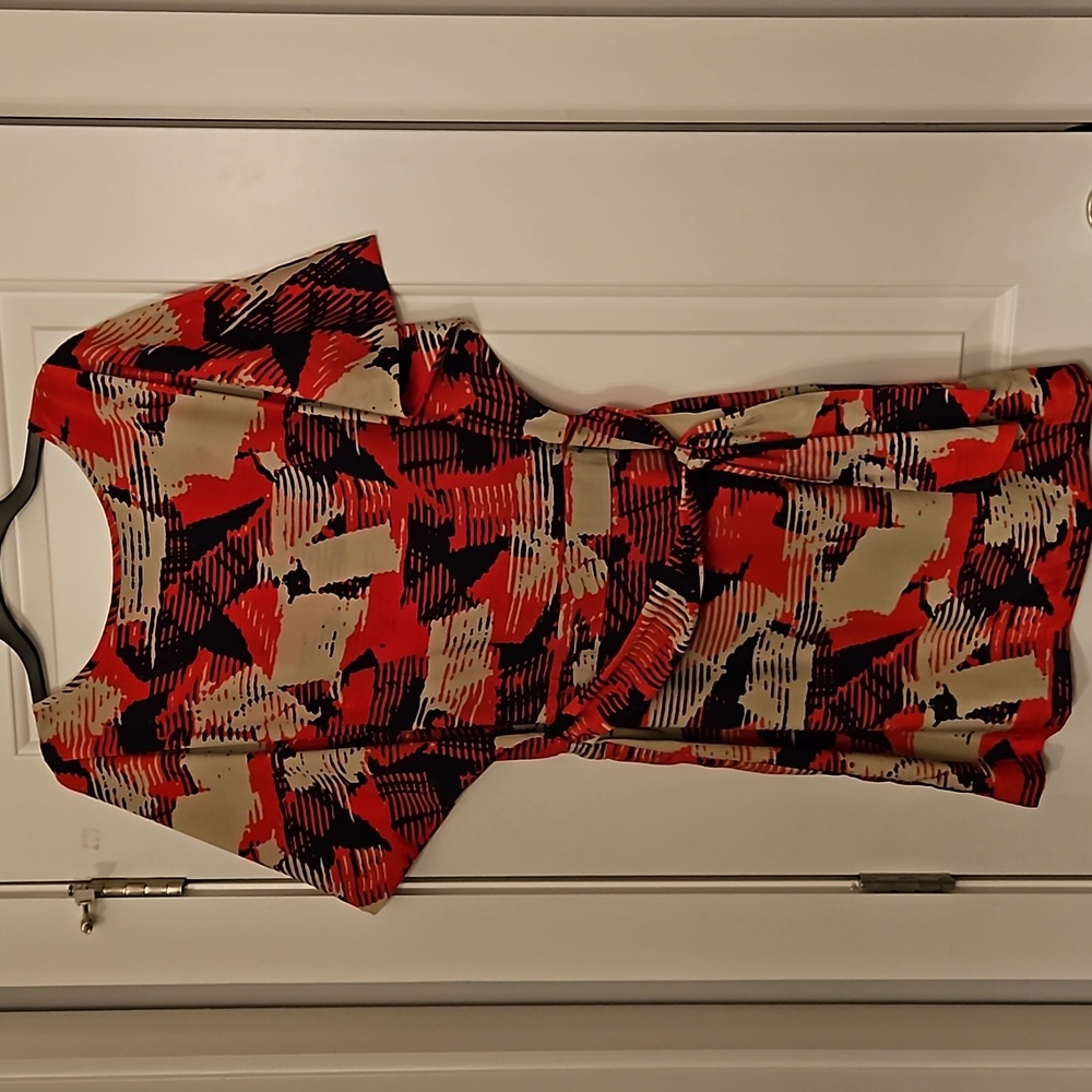 Outback Red, khaki, and black dress